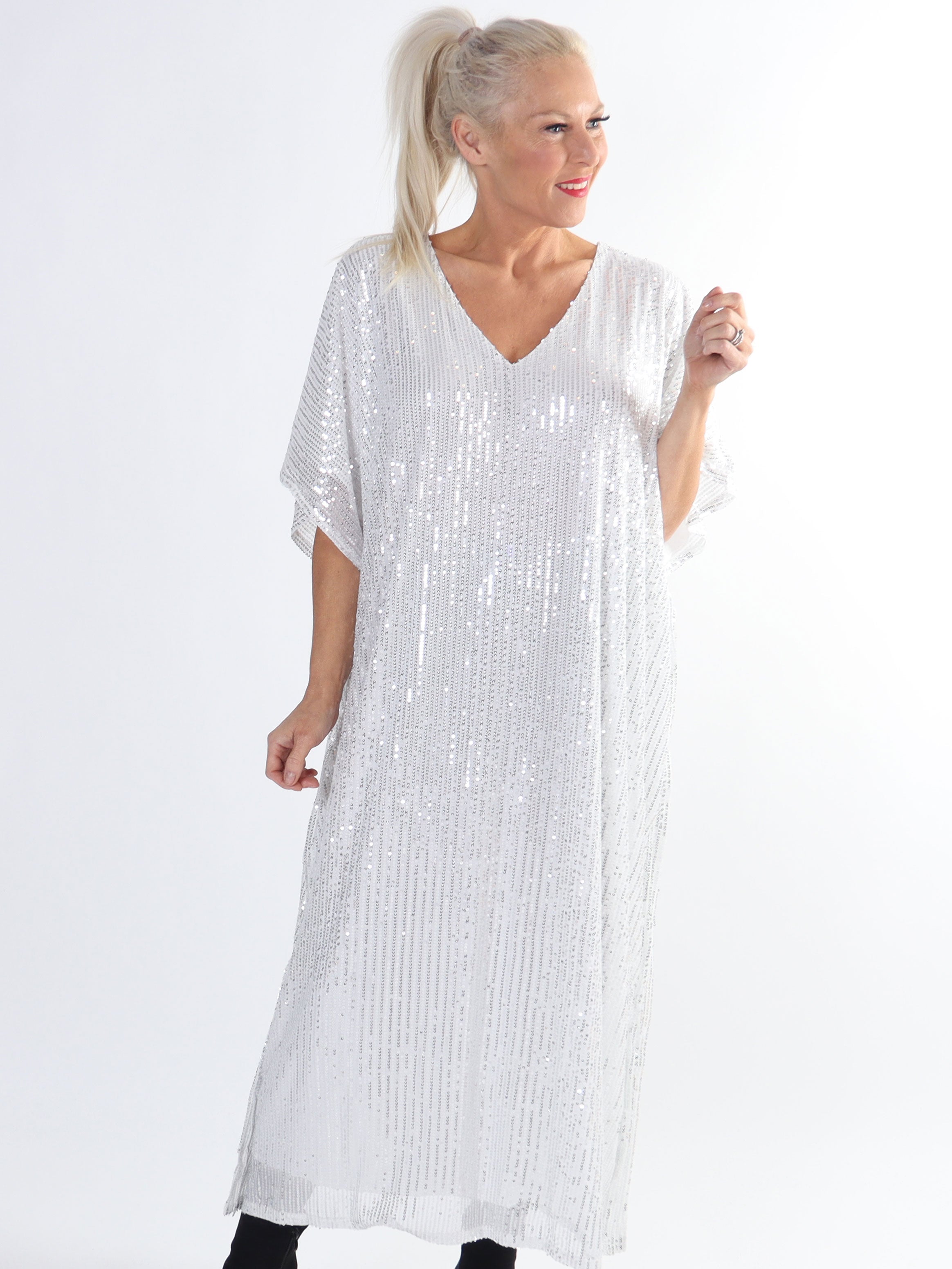 Azmina Long - Lång plus size-tunika med paljetter